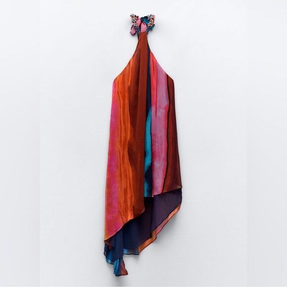 ZARA BEADED HALTER DRESS NWOT XL - Picture 10 of 16